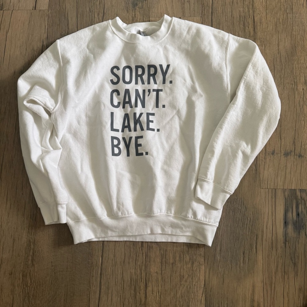 Gildan White Sweatshirt with Black Text